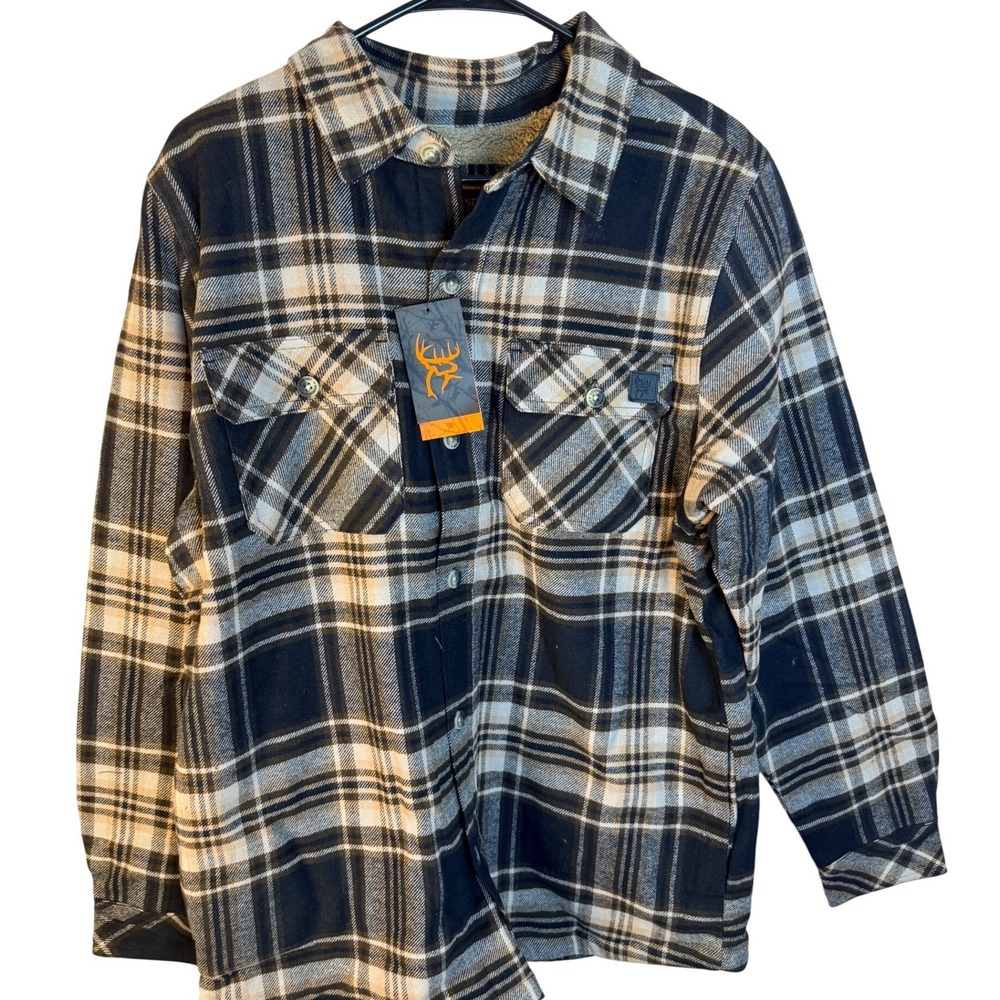 Legendary Whitetails Buck Commander Plaid Berber Lined Flannel Shirt Jacket MD
